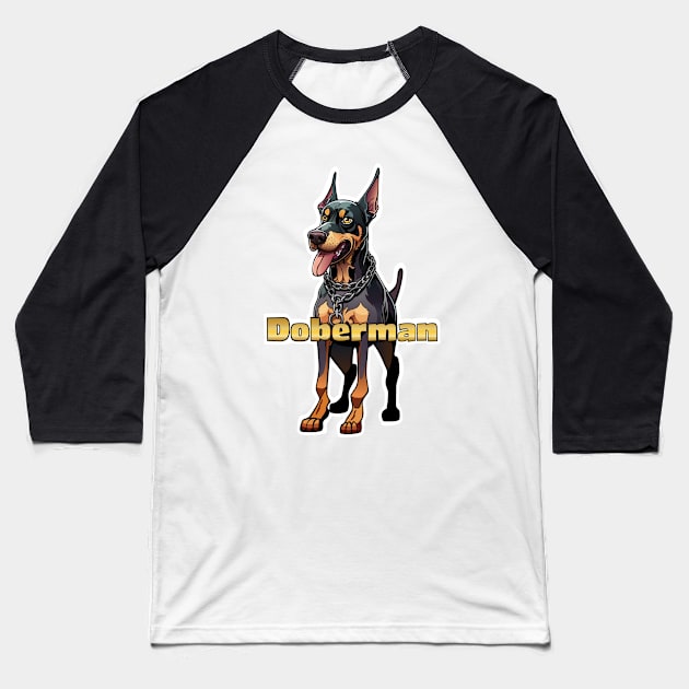 Doberman Baseball T-Shirt by SquishyKitkat